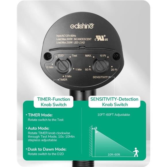 Motion Sensor, 180-Degree Replacement Motion Detector for Security Floodlights - Picture 3 of 8